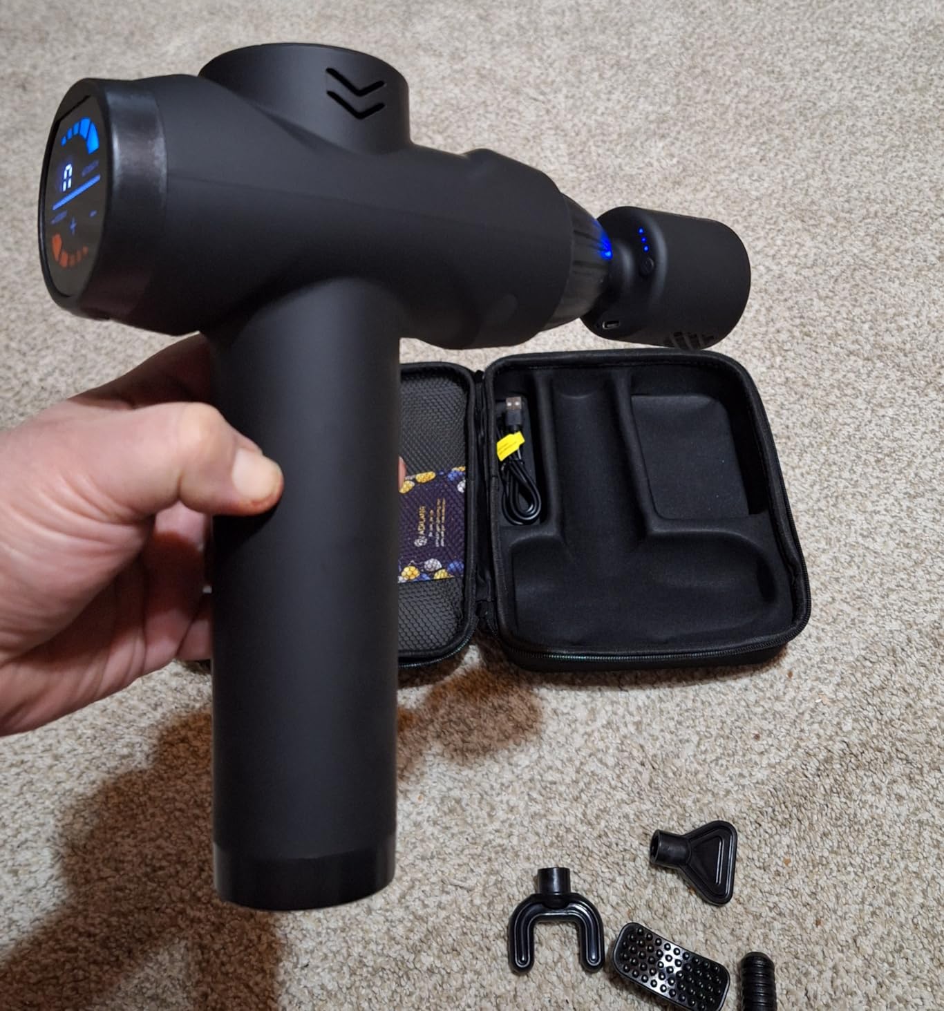 AERLANG Massage Gun with Heat and Cold,Deep Tissue Massage Gun, Back and Neck Massager for Pain Relief,Muscle Percussion Massager,Handheld Messager with 7Heads&Silent Birthday Gifts for him customer photo 2