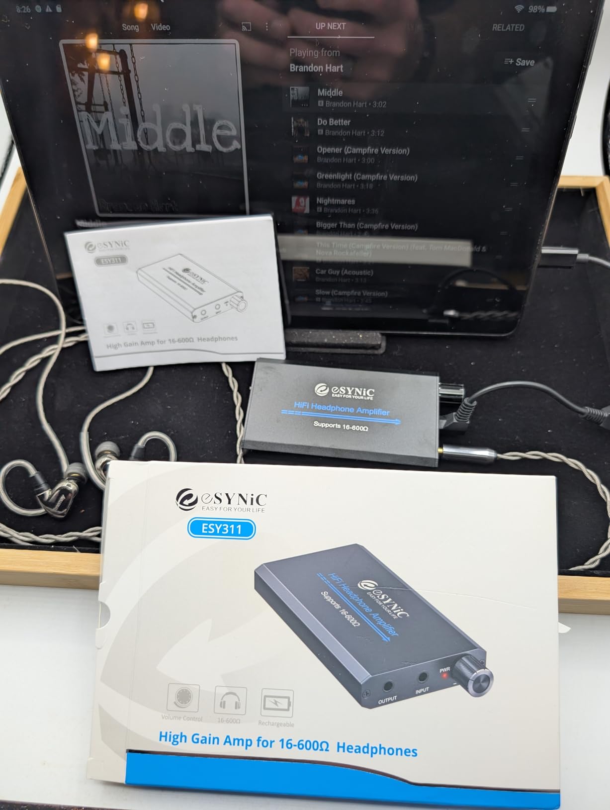 eSynic 16-600Ω Headphone Amplifier Portable - HiFi 3.5MM Audio Headphone Amp Rechargeable with 2-Stage Gain Switch-Aluminum Alloy Case &12H Playtime customer photo 1