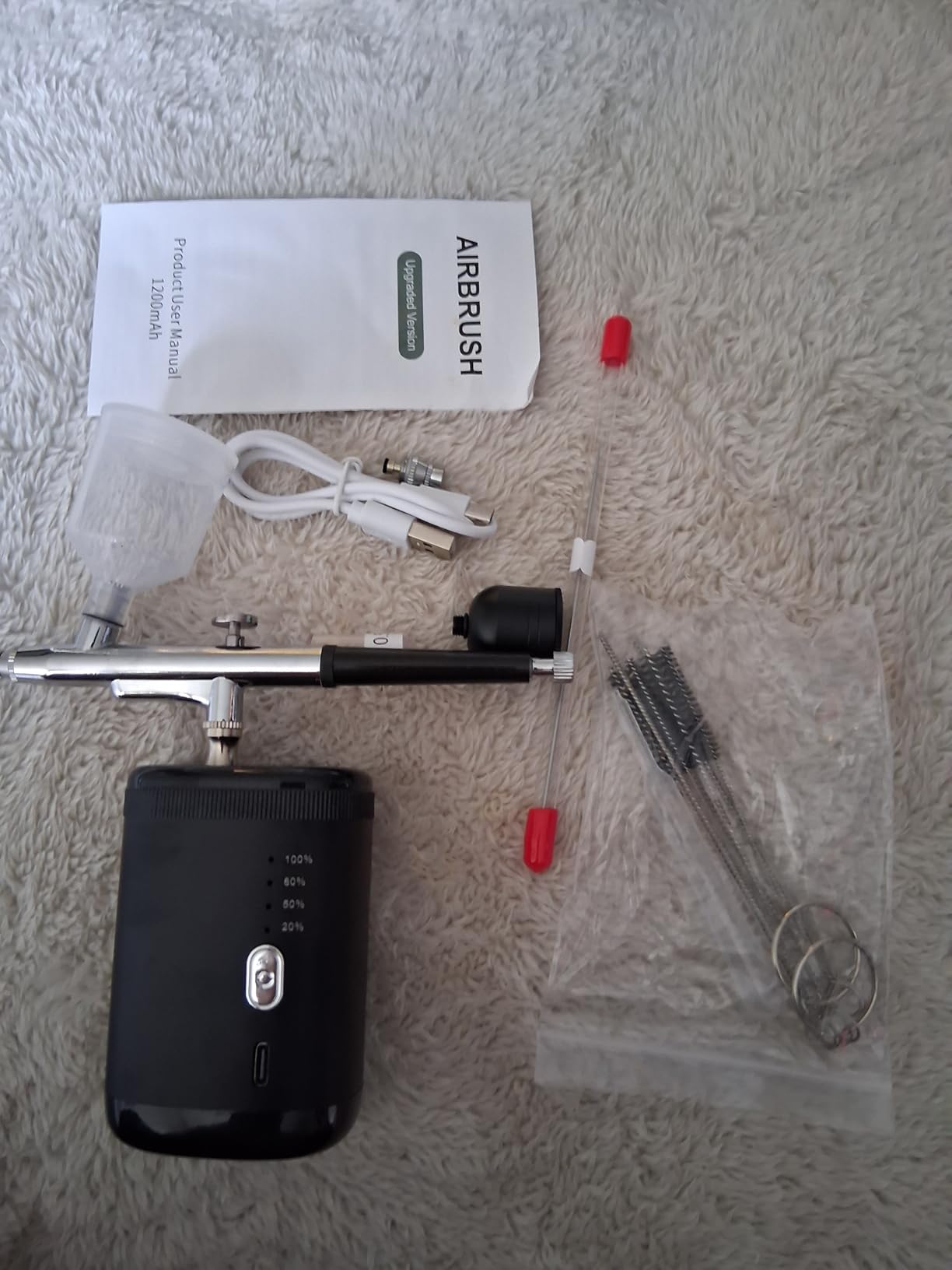 Airbrush kit: Handheld Spray Paint Gun with 0.3/0.5mm Nozzle, Rechargeable Cordless Spray Gun Sets Suitable:air Brush for Nails, Art, Color Spraying, Cake Decoration, Model Tattoos & Makeup (Black) customer photo 2