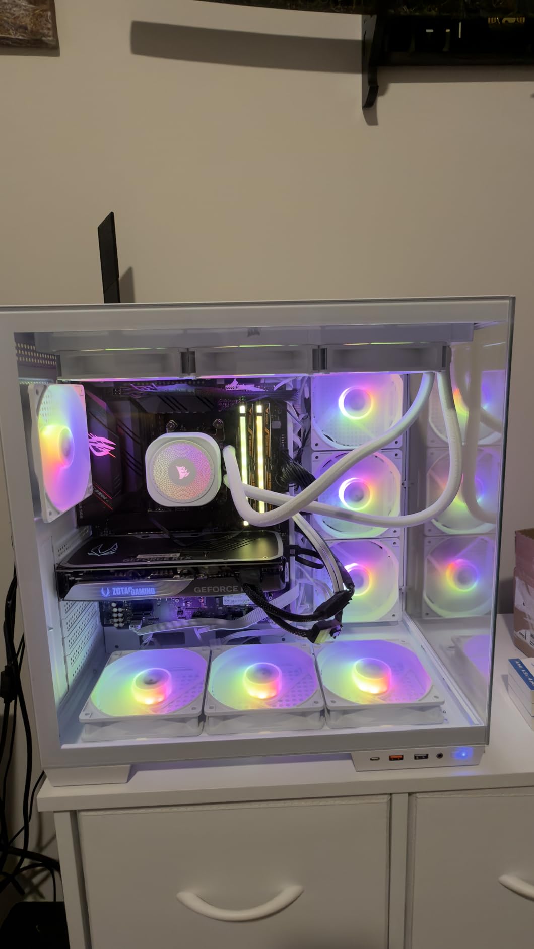 H1 HYXN ATX PC Case - Pre-Installed with 7 PWM ARGB Fans - Dual Cavity Mid-Tower PC Gaming Case - with Type-C - Can Hold up to 3X 360mm Radiator Support simultaneously (Black, H1) customer photo 1