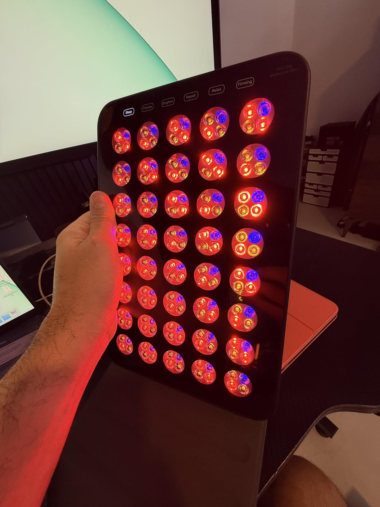 Red Light Therapy for Face 6 Modes, Portable Red Light Therapy Panel with Protective Goggles and Timer, Infrared Red Light Therapy for Body Care, Brown customer photo 2