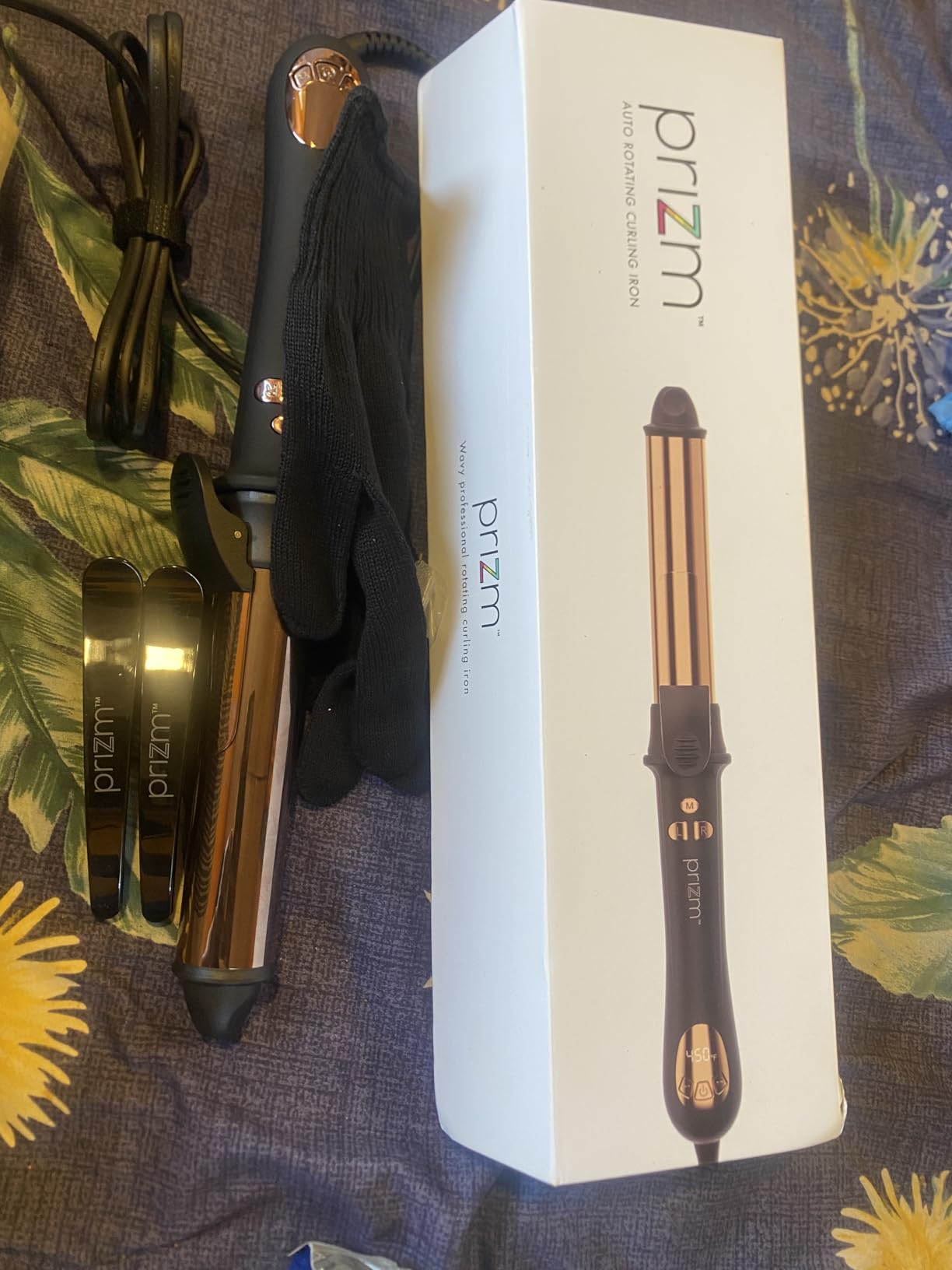 Prizm Rotating Curling Iron, 1inch/25mm Automatic Hair Curler for Long Hair, Self Spinning Barrel, 250-450°F with LCD Display, Auto-Shut Off & Dual Voltage, Black customer photo 2