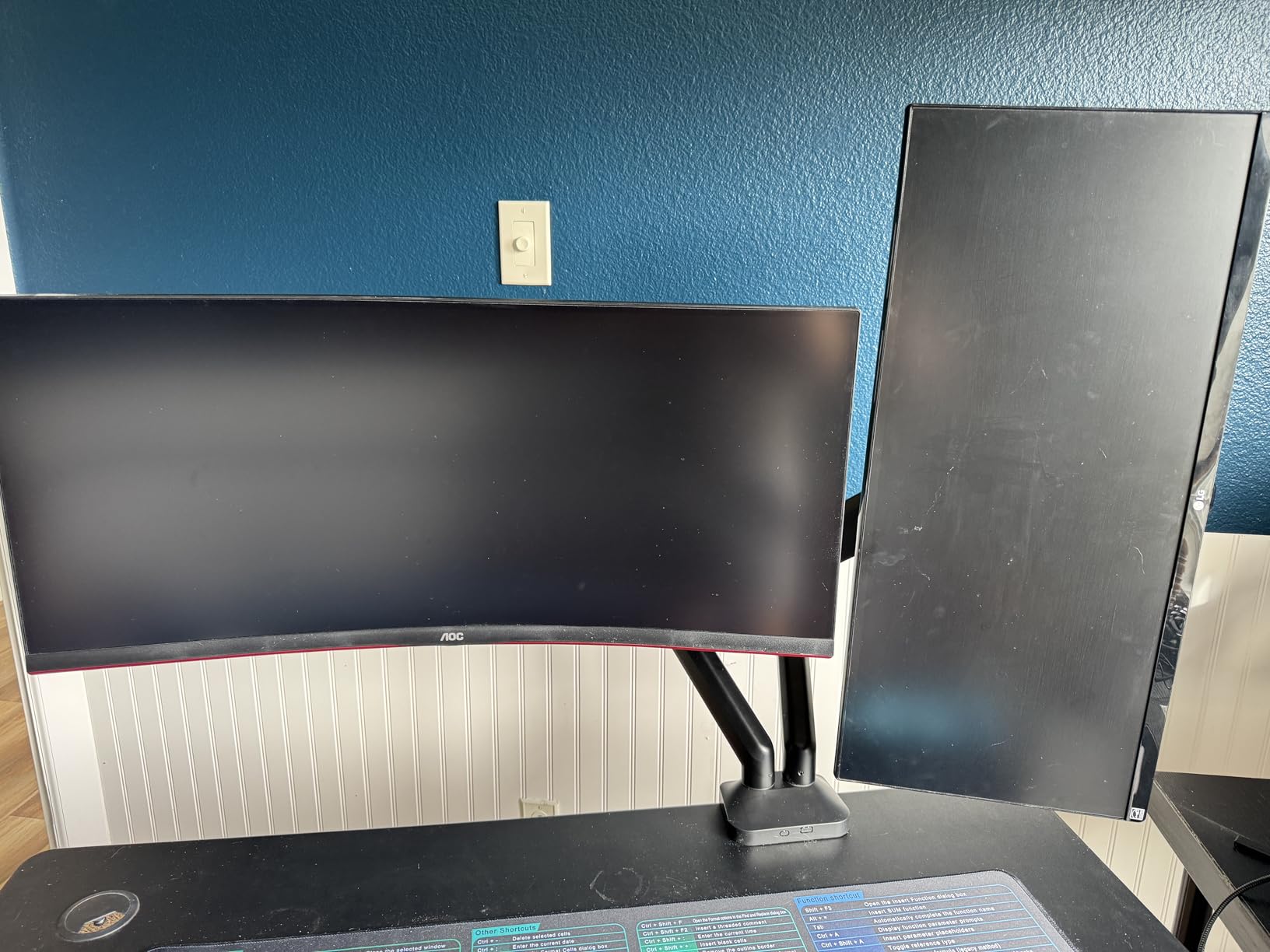 VIVO Dual Pneumatic Arm Ultra-Wide Monitor Mount for up to 35 inch Screens, Holds 26.4 lbs per Arm, Desk Mount Monitor Stand for 2 Ultrawides, Black, STAND-V200O customer photo 1