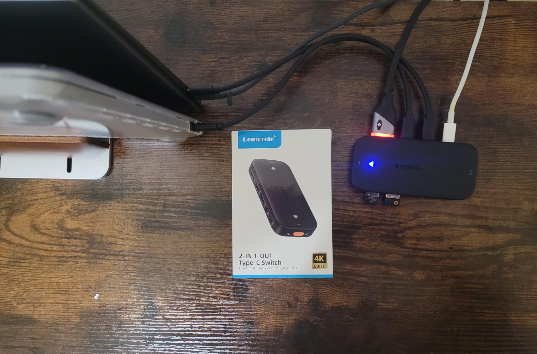 Lemorele USB C KVM Switch, 2 Computer Sharing 4K@60Hz HDMI Monitor, 100W PD Fast Charging, 3×USB-A 2.0 + 1×USB-C 2.0 Data Ports customer photo 1