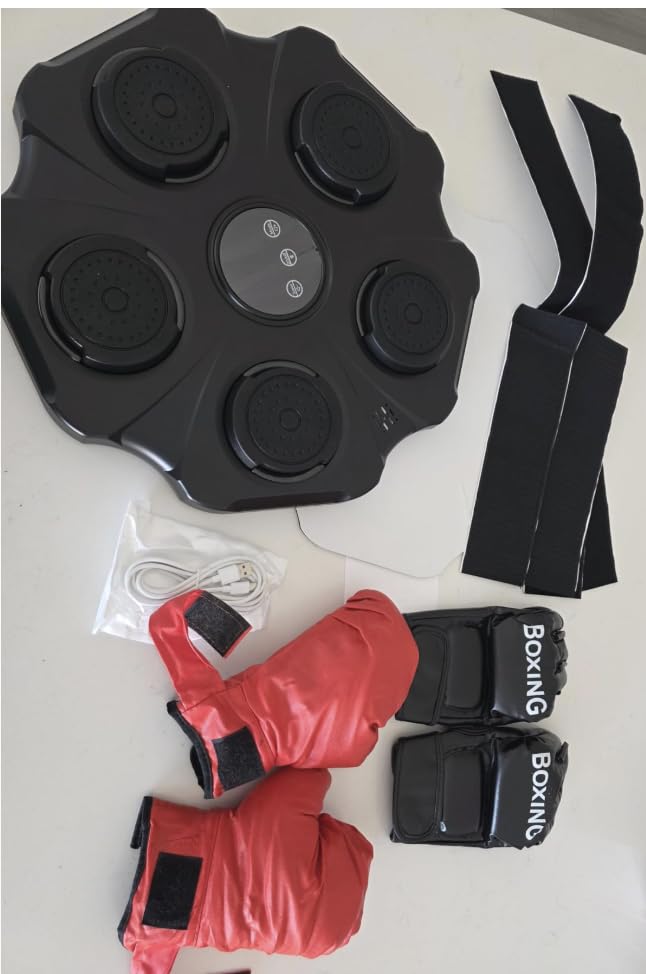 2025 Upgraded Music Boxing Machine - Interactive Punching Trainer, Large Size Wall Mounted Electronic Boxing Target with Adult & Kids Gloves, 9 Modes & 9 Speeds for Adults & Kids customer photo 1