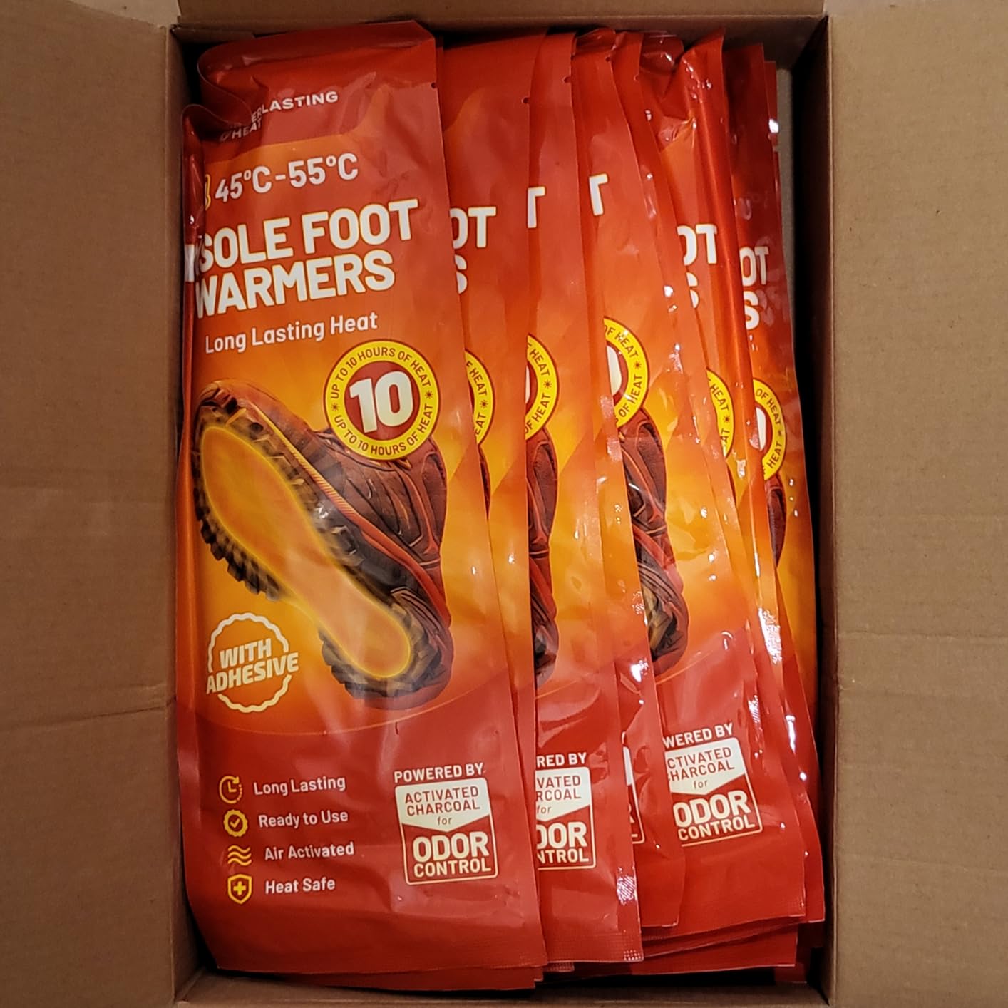 Insole Foot Warmers - 40 Pack | 10+ Hour Air-Activated Foot Warmers Disposable | Thin Adhesive Feet Warmers for Outdoor Comfort | TSA Approved Insole Warmers customer photo 1