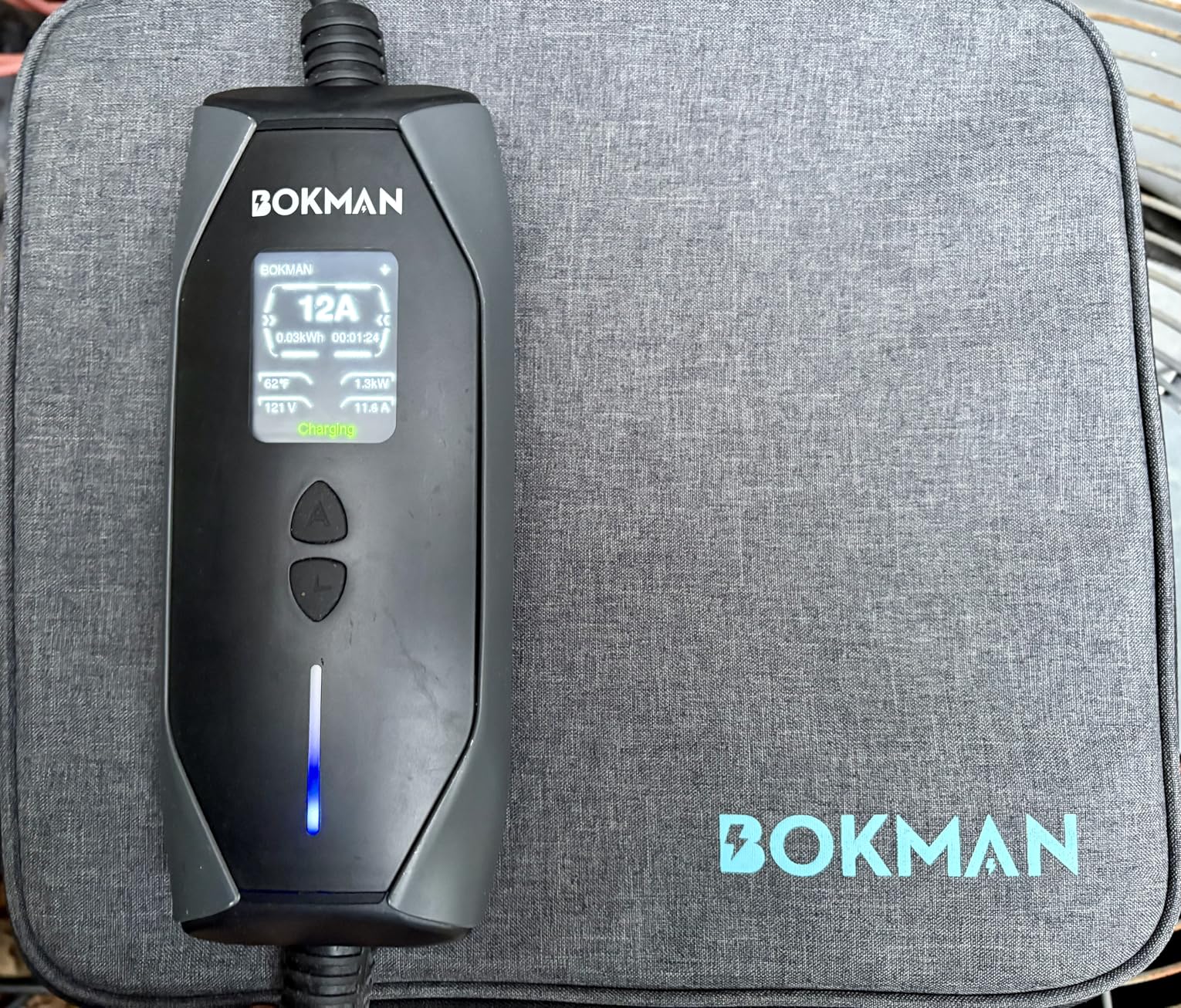 bokman Portable Level 2 & Level 1 EV Charger (240V, 16A), 20ft Cable NEMA 6-20 Plug NEMA 5-15 Adapter (J1772 Connector) customer photo 2