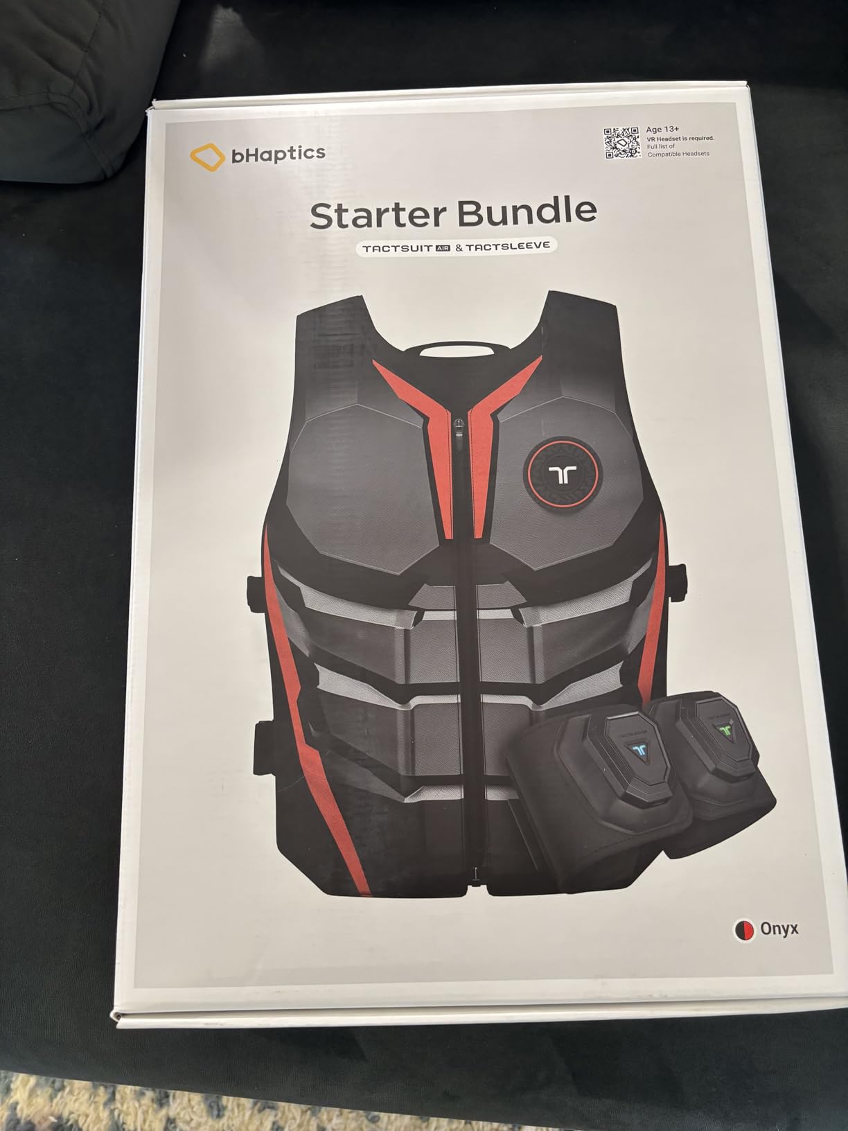 bHaptics Starter Bundle Onyx - TactSuit Air Onyx, TactSuit Sleeve Bundle for The Complete immersive VR, PC, Flatscreen, Sim Racing Experience customer photo 1