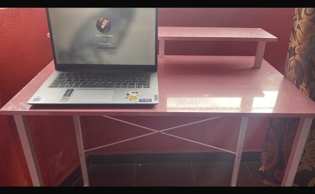 Pamray 32 Inch Small Computer Desk with Monitor Stand - Simple Office Desk with Headphone Hook for Small Spaces customer photo 1