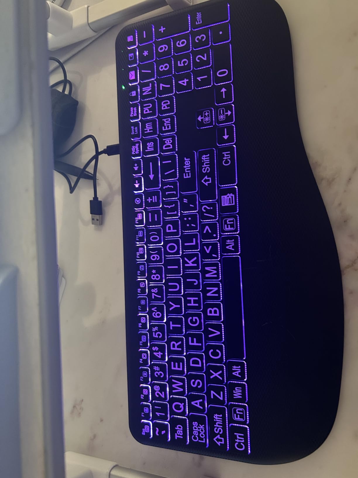 Large Print Backlit Wireless Keyboard - Ergonomic Keyboards with Wrist Rest, 7-Color Light up, Quiet Low Profile Keys, 2.4G Wireless Rechargeable Full Size Keypad for Computer Laptop Windows, Black customer photo 1