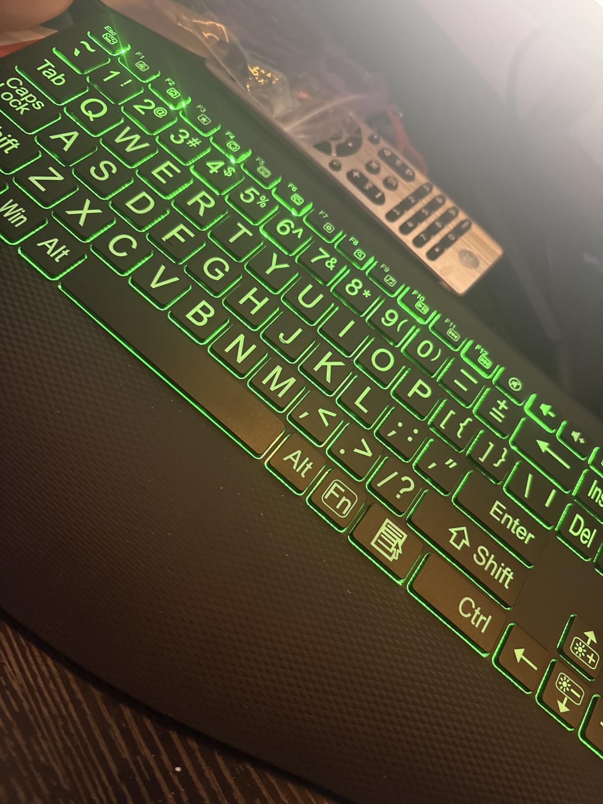 Large Print Backlit Wireless Keyboard - Ergonomic Keyboards with Wrist Rest, 7-Color Light up, Quiet Low Profile Keys, 2.4G Wireless Rechargeable Full Size Keypad for Computer Laptop Windows, Black customer photo 2