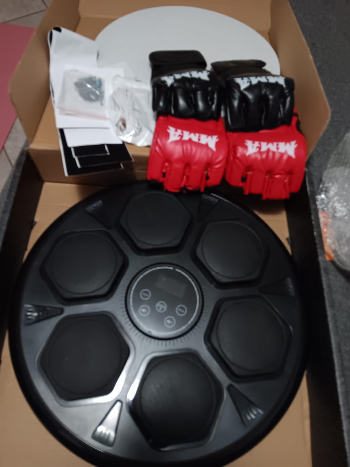 GAINO Music Boxing Machine, Smart Bluetooth Boxing Machine for Adults & Kids with 2 Boxing Gloves, 12 Modes/Speeds, Wall Mounted Music Boxing Workout Equipment for Home Office Gym(Black) customer photo 1