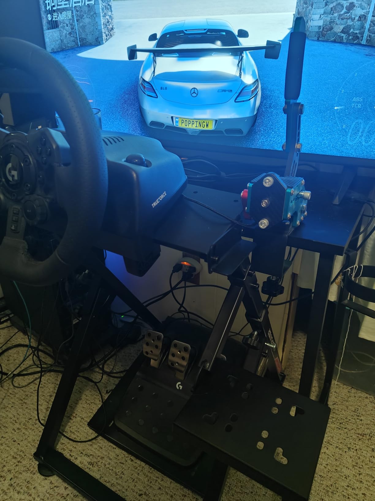GTPLAYER Sim Racing Wheel Stand Simulator Cockpit Wheel Stand fit for Logitech G25 G27 G29 G920 G923 Thrustmaster T330TS Gaming Stand Wheel Pedals NOT Included, Deep Black With Cup Holder customer photo 2