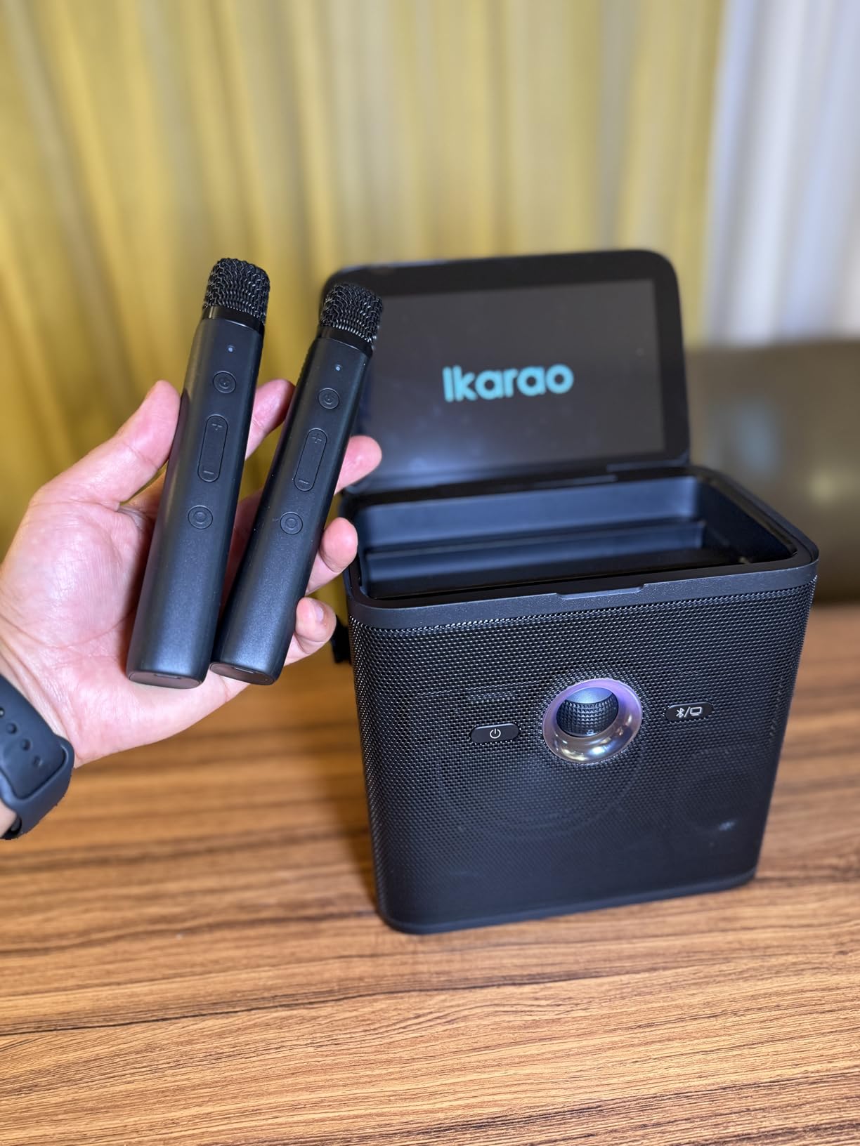 Ikarao Karaoke Machine for Adults, with Lyrics Display Screen, 32GB Karaoke Tablet, 2 Wireless Microphones, Karaoke Speaker with Autotune EQ, Connect TV, Portable Karaoke System for Home Outdoor Party customer photo 1