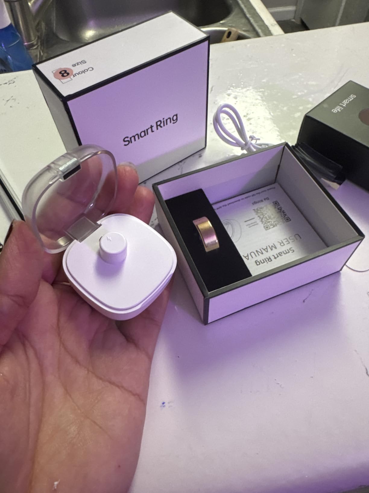 Smart Health Ring, Featuring Stress and Sleep Monitoring Functions, Compatible with iOS and Android, Waterproof Fitness Tracker for Women & Men, No Subscription Fee customer photo 2