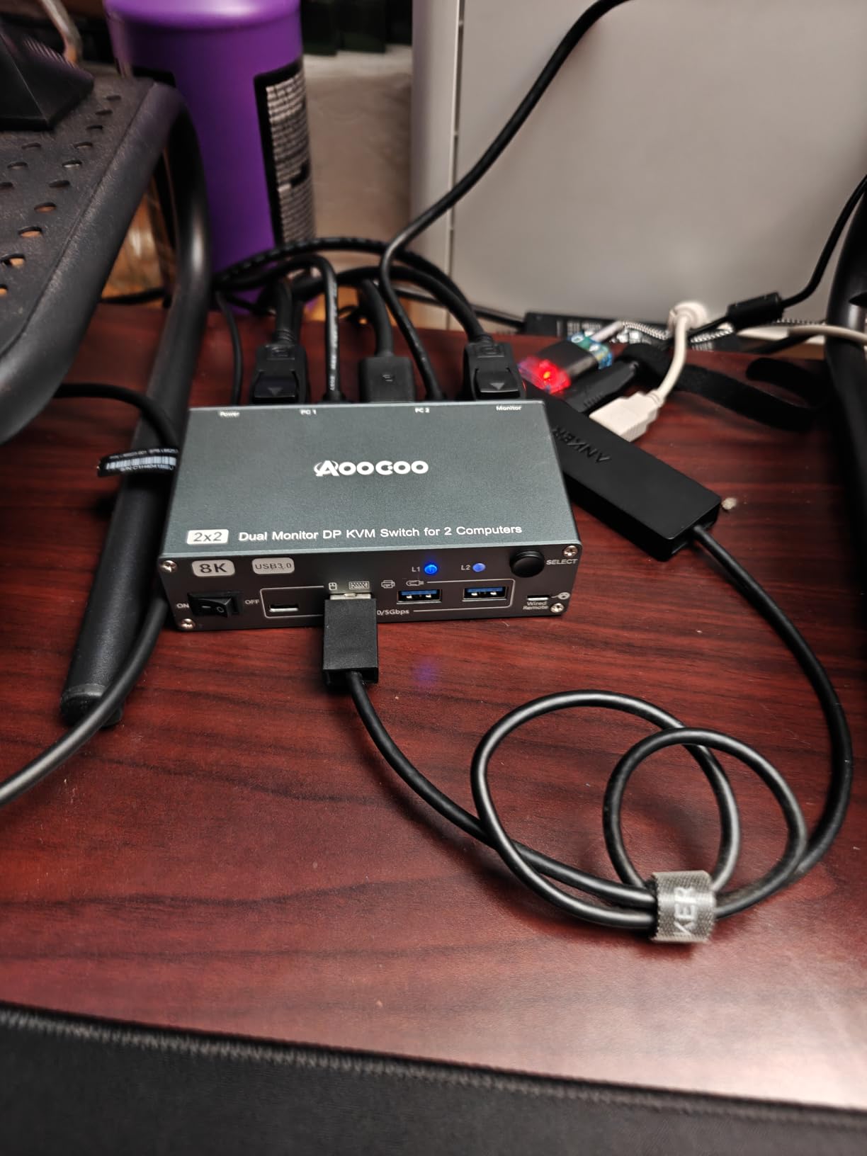 DP KVM Switch 2 Computers 2 Monitors, 8K@60Hz/4K@240Hz Dual Monitor KVM Switch 2 Port for 2 PCs Share 2 Monitors, with 4 USB3.0 Ports, USB Cables and Power Adapter (8K DP 2 in 2 Out KVM) customer photo 2