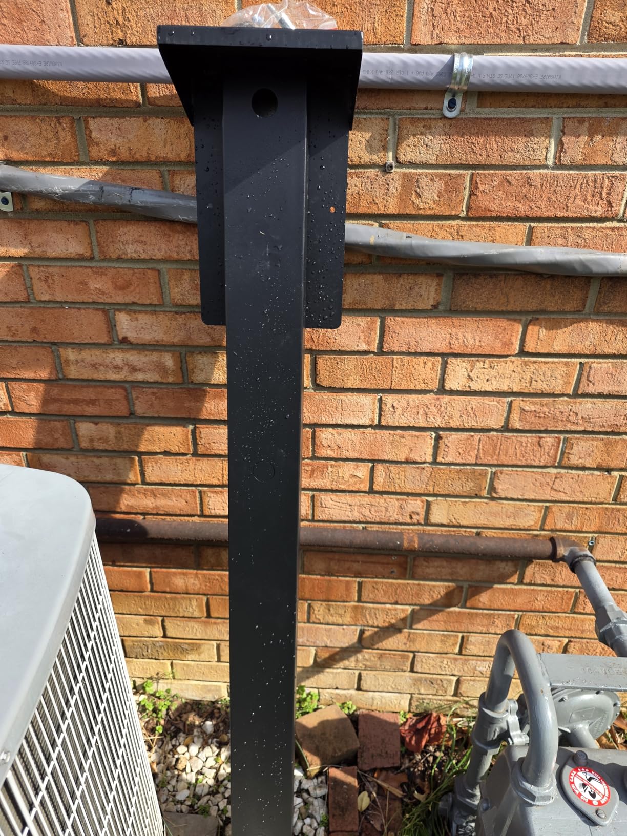 Cold Rolled Steel Charging Station Column with Attached Hook, Upgraded Rain Cover - Weather-Resistant for Outdoor/Indoor Use EV Charge Stand Charging Pillar for Tesla customer photo 1