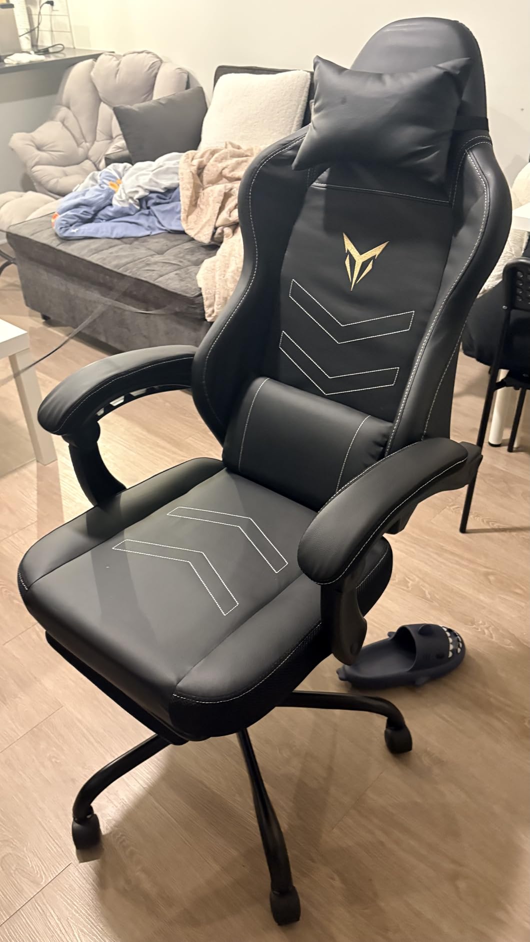 GTPLAYER Gaming Chair with Footrest, Recliner Chair with Headrest & Lumbar Support, Linkage Armrest,Ergonomic Gaming Chair 350lbs, High Back Office Home, Black customer photo 2