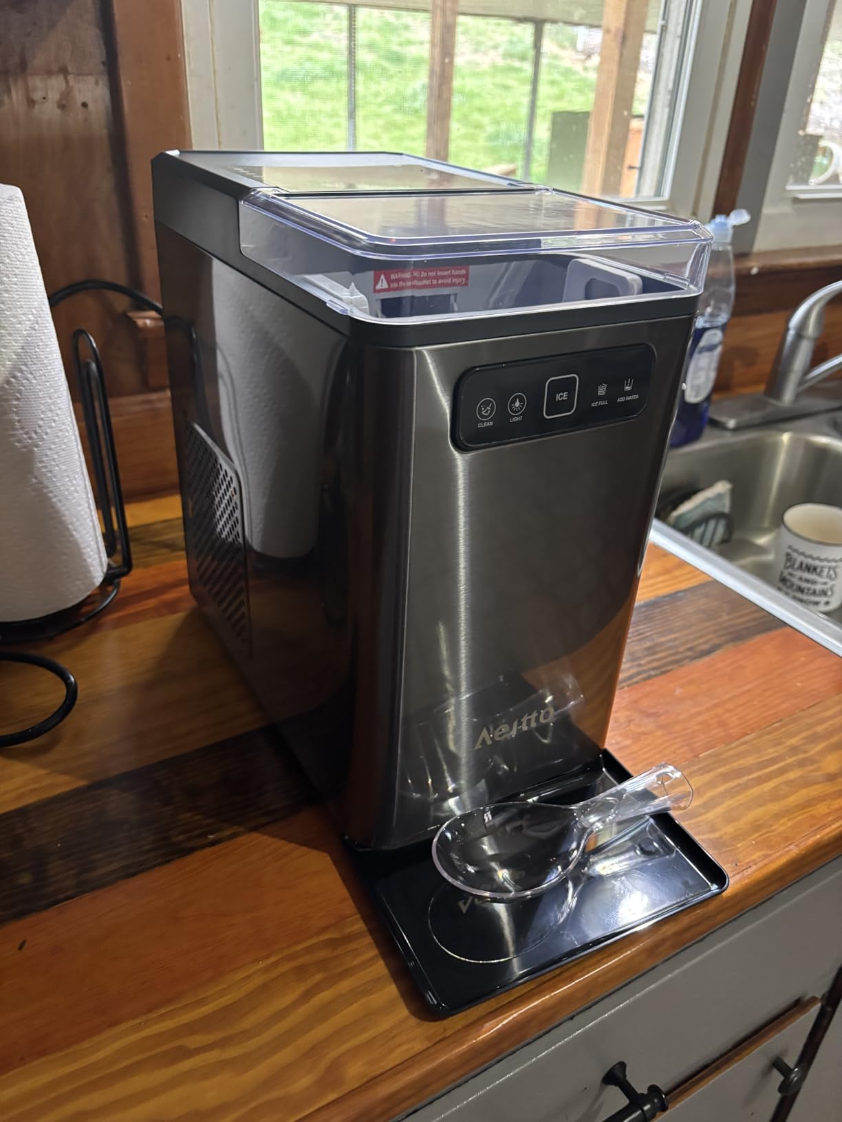 Aeitto Nugget Ice Maker Countertop, Pellet Ice Machine Soft Chewable Ice 40lbs/Day, One-Click Operation, Auto Self-Cleaning Crushed Ice Makers Stainless with Scoop for Home/Kitchen/Office (Grey) customer photo 2