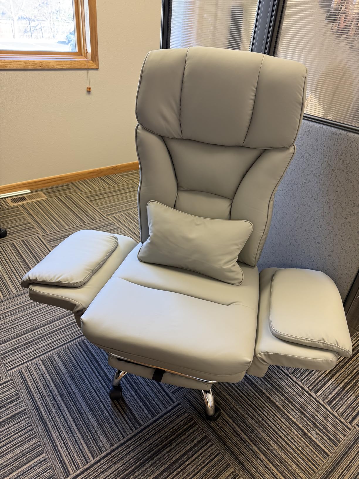 FelixKing Big and Tall Office Chair, 400LBS Wide Leather Executive Chair, Reversible Armrest for Pets Criss Cross Legged, 135° Reclining High Back Gaming Desk Chair with Lumbar Support Footrest, Gray customer photo 1