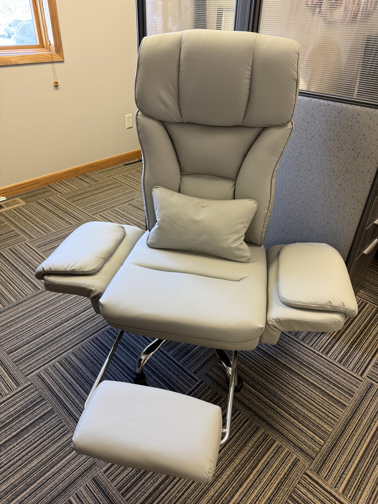 FelixKing Big and Tall Office Chair, 400LBS Wide Leather Executive Chair, Reversible Armrest for Pets Criss Cross Legged, 135° Reclining High Back Gaming Desk Chair with Lumbar Support Footrest, Gray customer photo 2