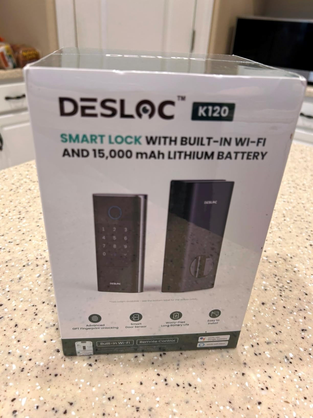DESLOC Smart Lock K120 with GPT 3D Fingerprint, 15,000mAh Battery (Up to 13 Months), Keyless Entry Door Lock with Built-in WiFi, IP65 BHMA Grade 3 Deadbolt for Home, Rental & Airbnb, Black customer photo 1