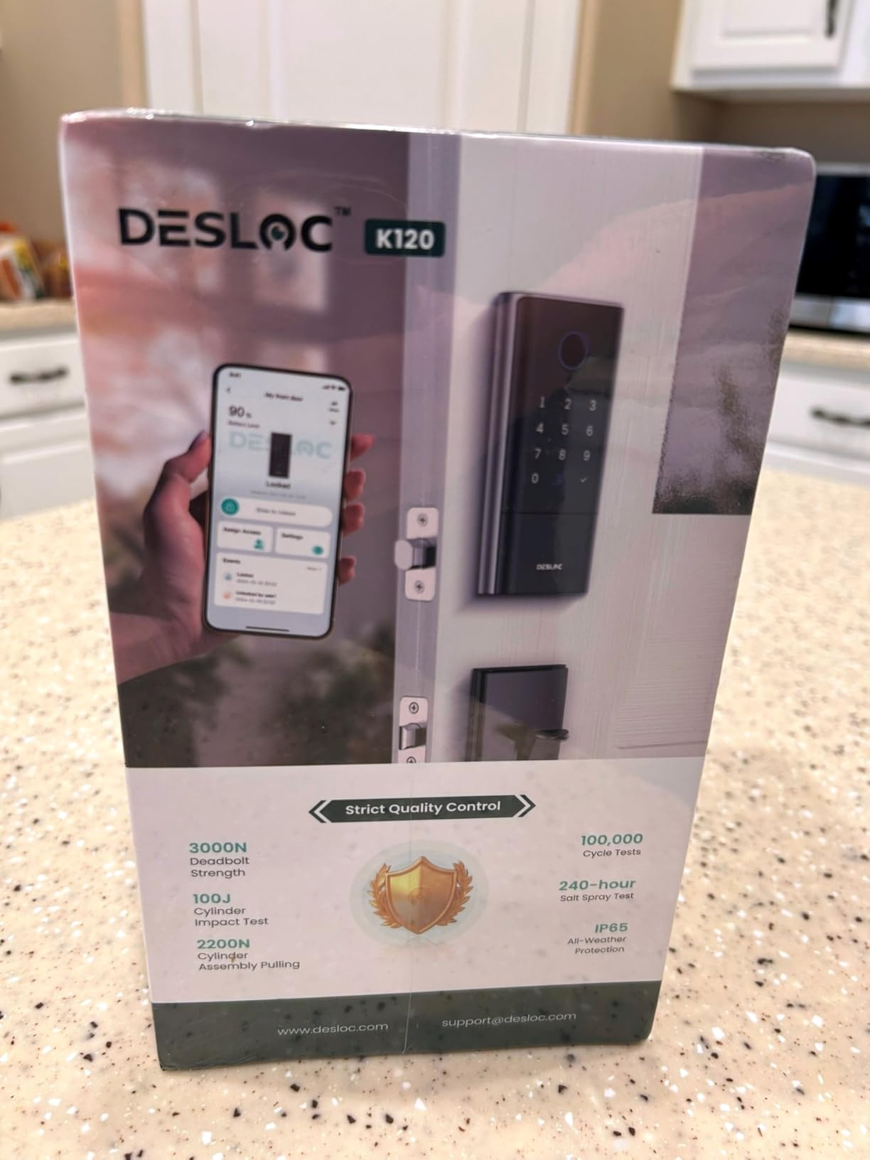 DESLOC Smart Lock K120 with GPT 3D Fingerprint, 15,000mAh Battery (Up to 13 Months), Keyless Entry Door Lock with Built-in WiFi, IP65 BHMA Grade 3 Deadbolt for Home, Rental & Airbnb, Black customer photo 2