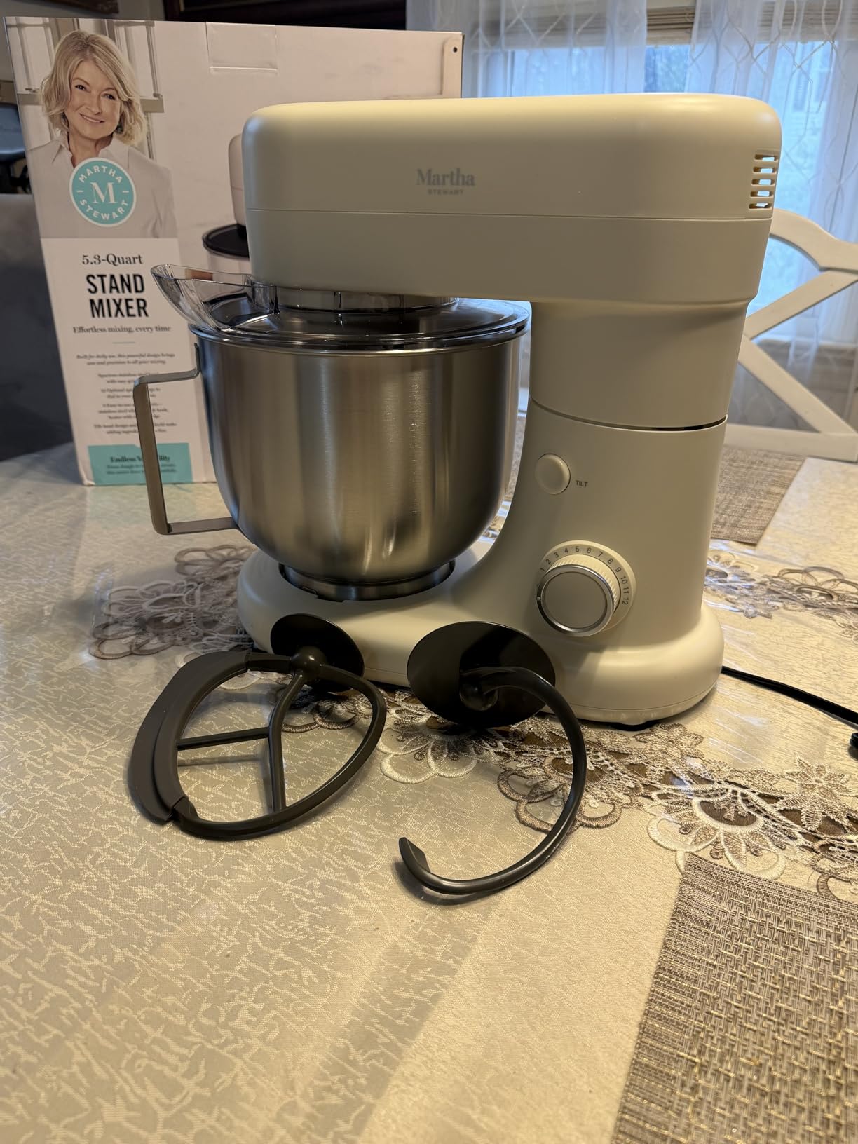 Martha Stewart Stand Mixer, 12 Speed, Tilt-Head, 5.3QT Stainless Steel Bowl, Splash Guard with Pour Chute, Whisk, Dough Hook, Flat Beater, Electric Kitchen Baking Mixer, Bread, Cake, Whip, Caviar Gray customer photo 1