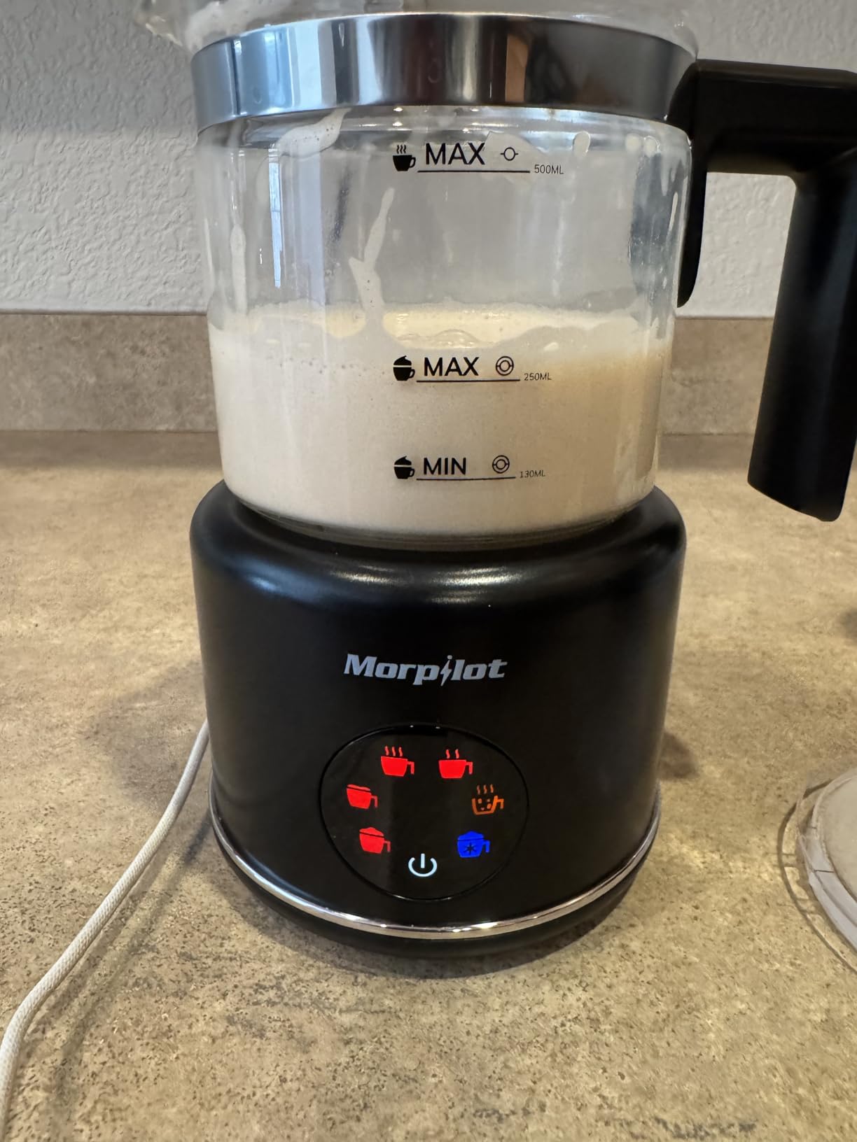 Large Electric Milk Frother and Steamer, 16.9oz/500ml Milk Steamer and Frother for Latte or Hot Chocolate, Dishwasher Safe, BPA Free, 6 Functions, Enjoy Perfect Milk Froth in 2 Min customer photo 2