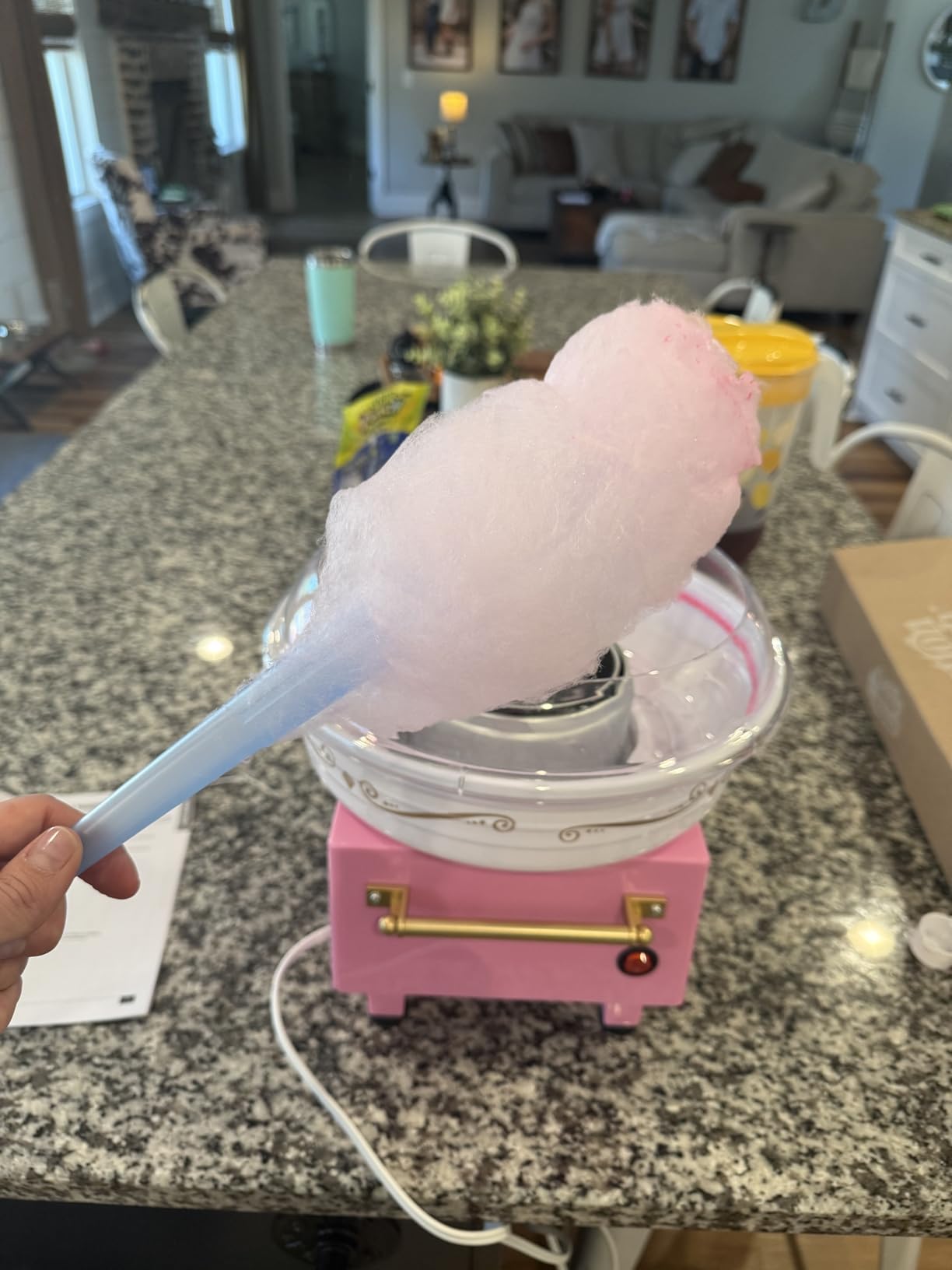 Nostalgia Vintage Hard and Sugar Free Candy Countertop Cotton Candy Maker, Includes 2 Reusable Cones And Sugar Scoop - Aqua customer photo 2