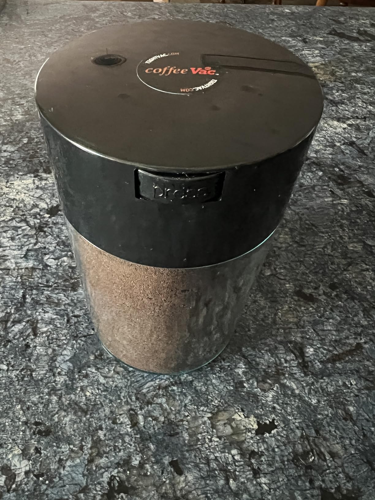 COFFEEVAC 1LB Patented Airtight Multi-use Vacuum Works as Smell Proof Ground Coffee Bean Containers. Black Cap and Body, 1.85-Liter/1.6-Quart customer photo 2