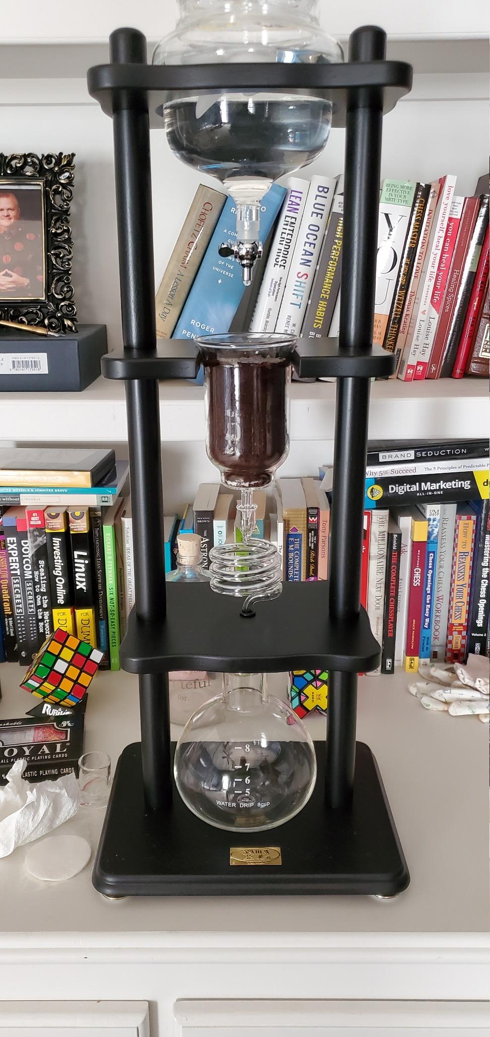 Yama Cold Brew Maker Ice Coffee Machine With Slow Drip Technology Makes 6-8 cups (32oz), Large Capacity Cold Brew Coffee Tower, Black Wood Straight Frame customer photo 1