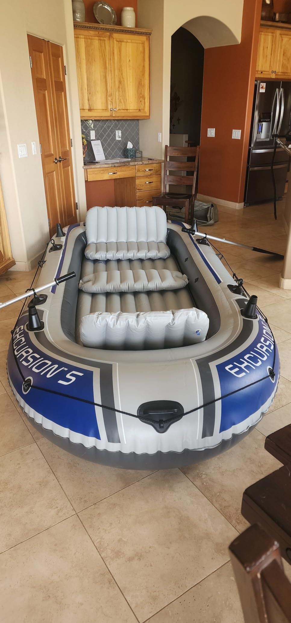 Intex Excursion 5 Person Inflatable Outdoor Fishing Raft Boat Set with 2 Aluminum Oars and Air Pump with a Intex Composite Motor Mount Kit customer photo 1
