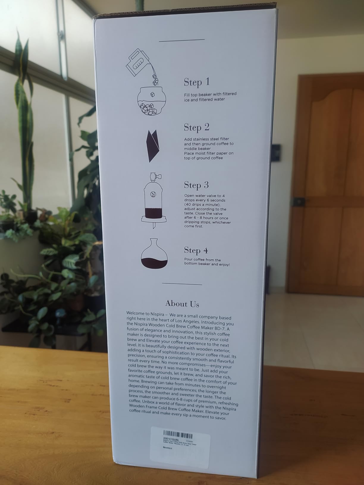 Nispira Cold Brew Drip Tower Iced Coffee Maker Glass Wooden Stand 25 Cups customer photo 2