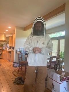 Bee Jacket with Veil - Natural Canvas Bee Suit Jacket with Elastic Waist & Cuffs, YKK Brass Zippers, 3 Utility Pockets. Removable Hood (Large) customer photo 2