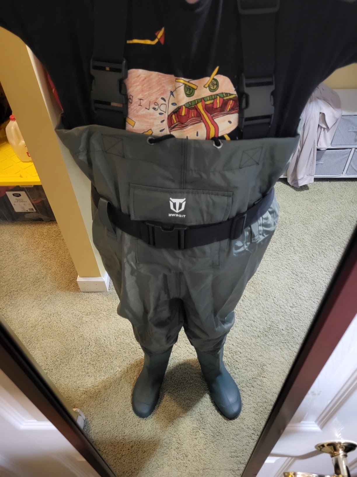TIDEWE Bootfoot Chest Wader, 2-Ply Nylon/PVC Waterproof Fishing Hunting Waders with Boot Hanger for Men Women customer photo 1