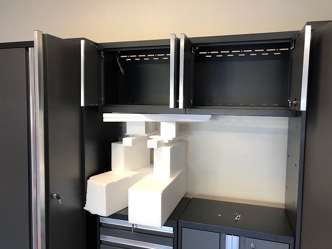 NewAge Products Garage Storage Cabinets Steel Bold Series 7 Piece Sets Includes Bamboo Worktop, Multi-Use lockers, Wall, Base and Rolling Tool Cabinets, Gray, 50421 customer photo 2