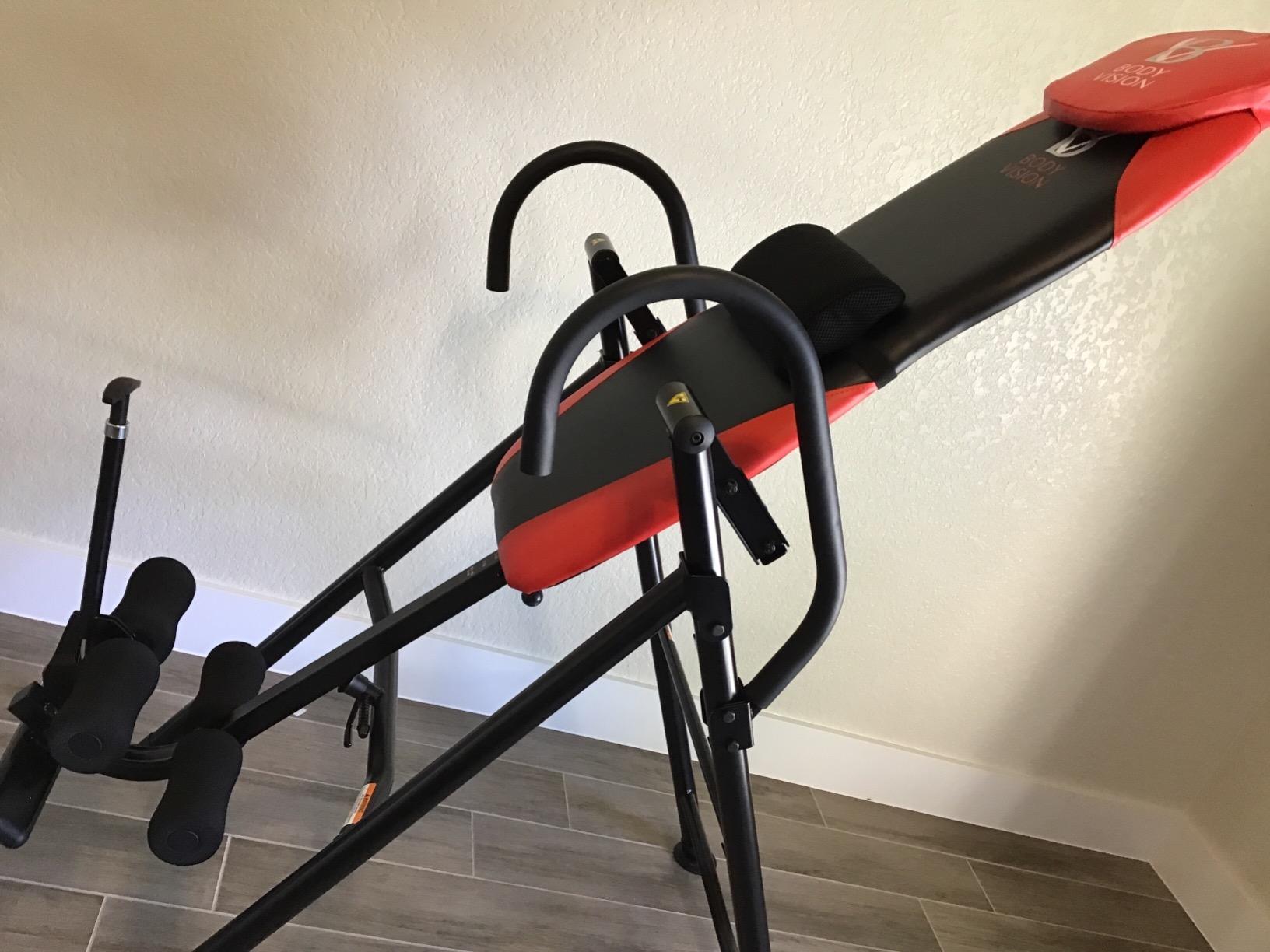 Body Vision IT9550 Deluxe Inversion Table with Adjustable Head Rest & Lumbar Support Pad, Heavy Duty up to 250 lbs., Red customer photo 2