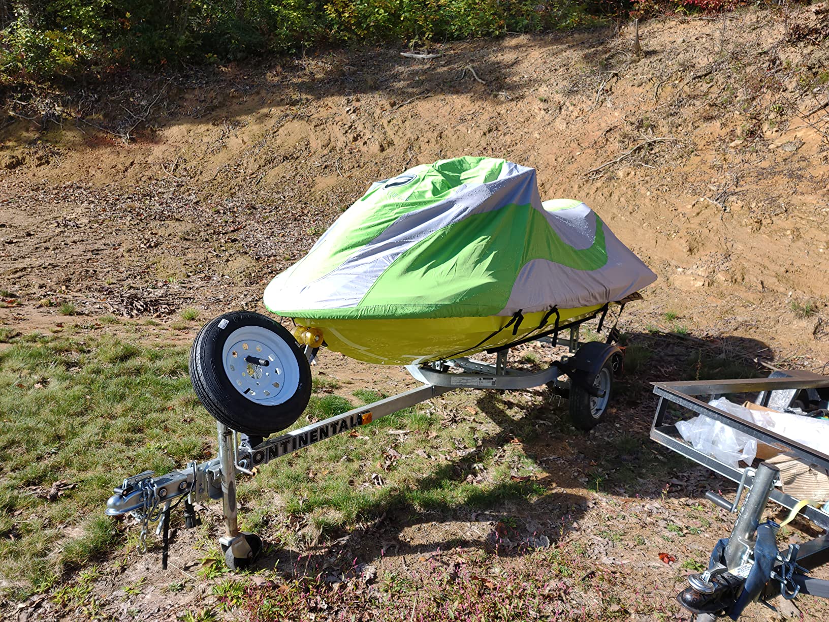 EliteShield Trailerable Jet Ski Cover, Heavy Duty Waterproof Marine Grade 600D Solution-Dyed Polyester PWC Cover, Fits from 126