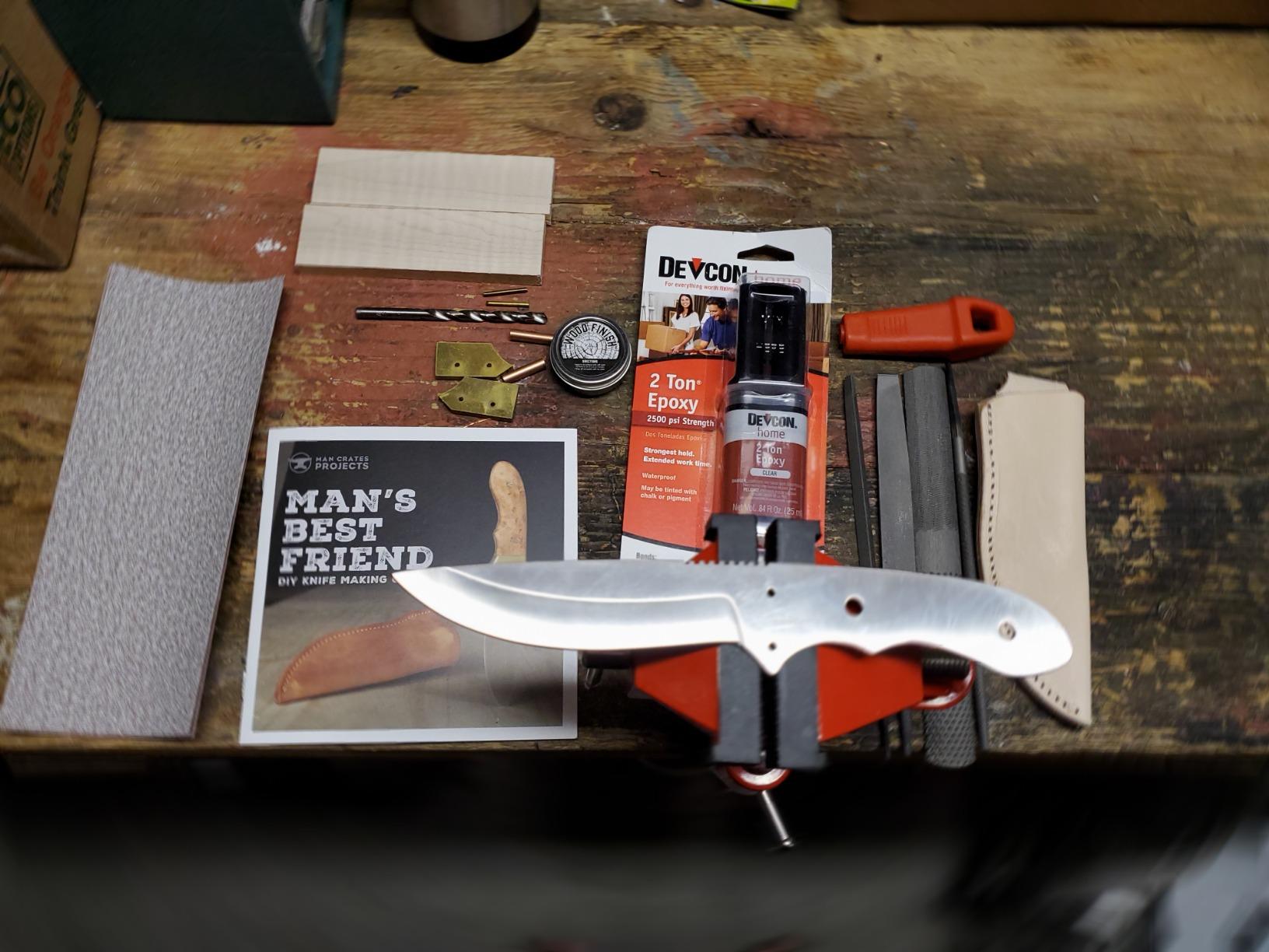 Man Crates Knife Making Kit - Includes Shawnee Skinner Blade, Maple Handle, Leather Sheath And Step-by-Step Knife Making Guide - Awesome DIY Gift For Men customer photo 1