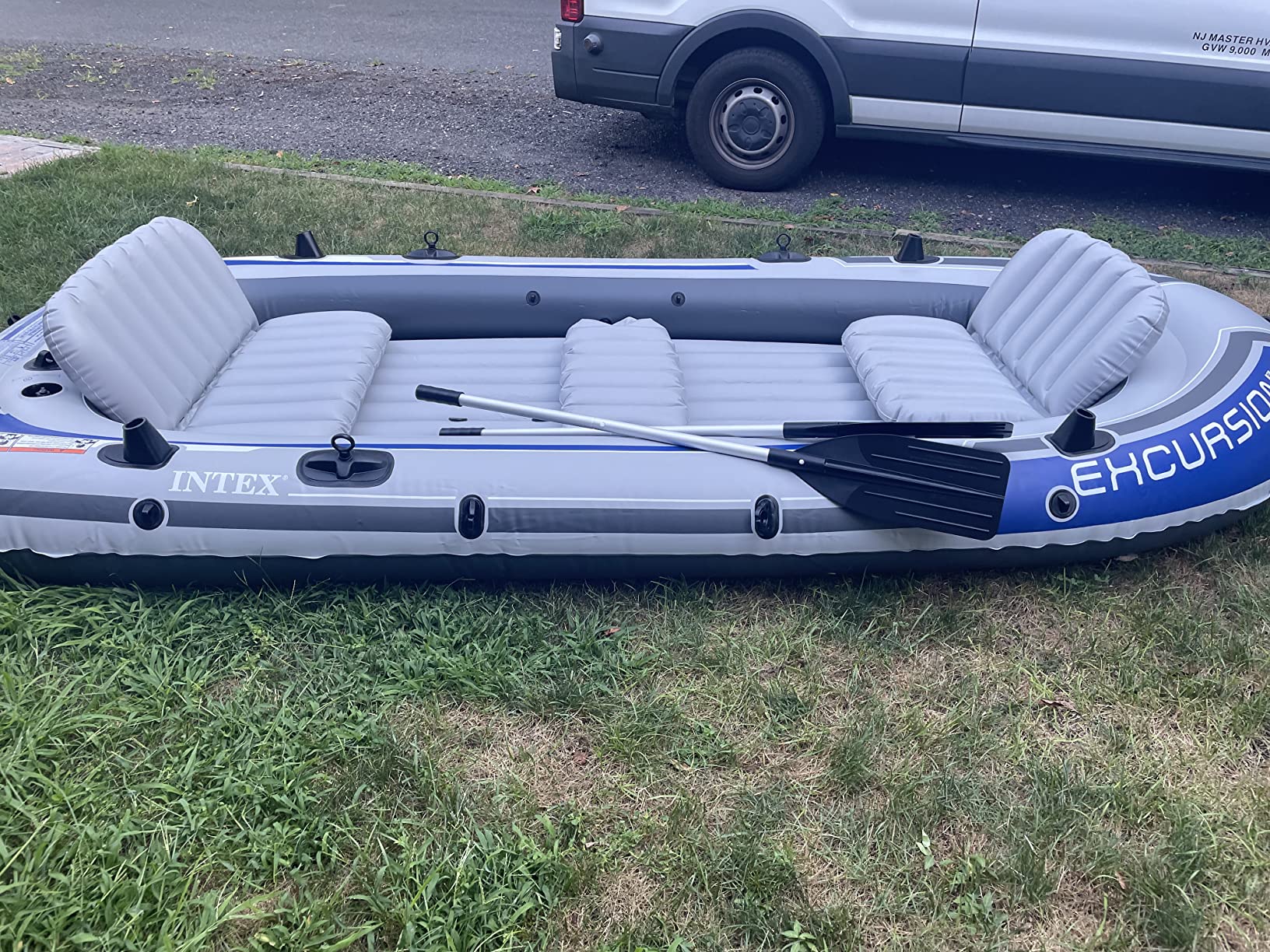 Intex Excursion 5 Person Inflatable Boat Set with 2 Aluminum Oars and Pump, Intex 12V Transom Mount Boat Trolling, and Motor Mount Kit customer photo 1