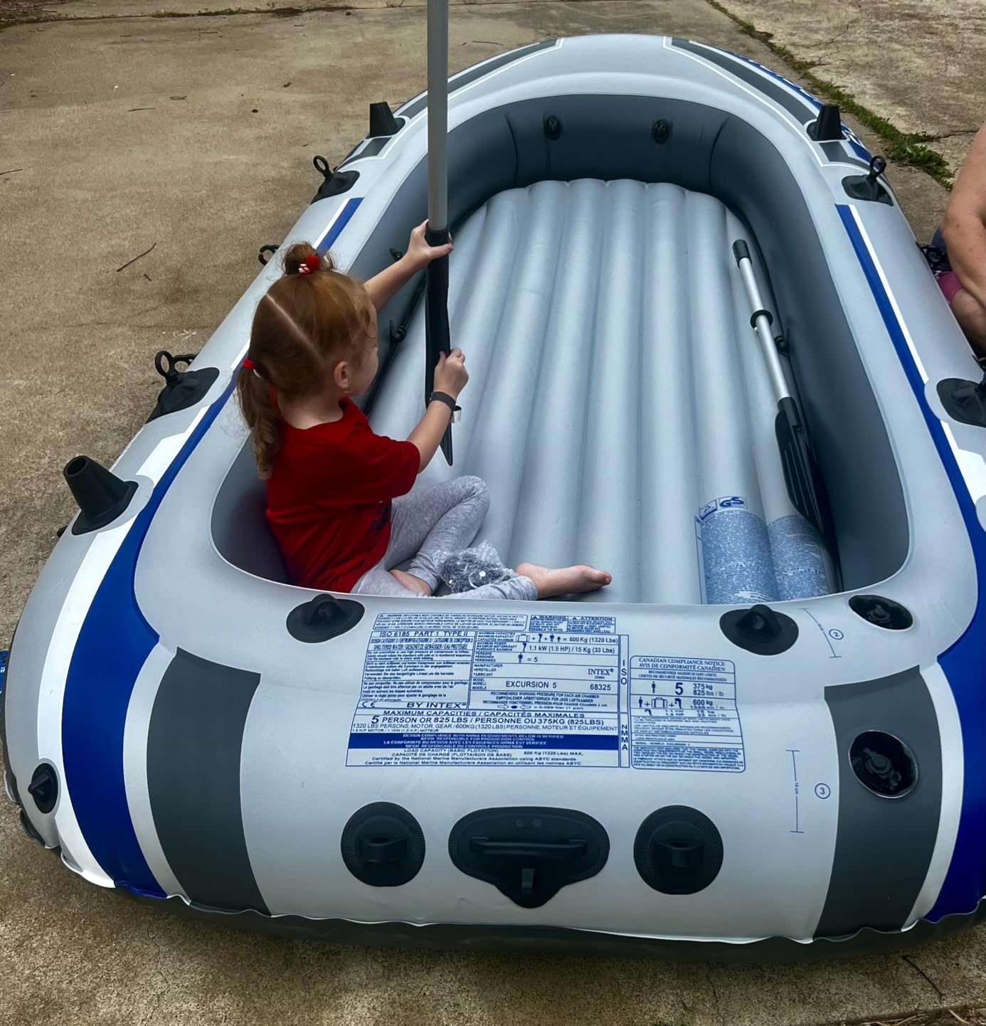 Intex Excursion 5 Person Inflatable Boat Set with 2 Aluminum Oars and Pump, Intex 12V Transom Mount Boat Trolling, and Motor Mount Kit customer photo 2