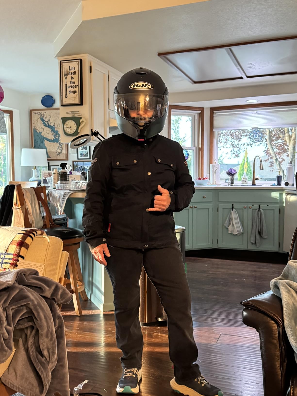 HJC C91 Solid Modular Motorcycle Helmet with HJ-17 Pinlock Shield, DOT Approved (Semi Flat Black, Large) customer photo 2