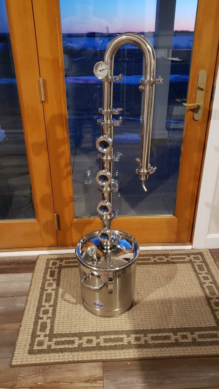 YUEWO 5.8Gal/22Litres 304 Stainless Steel Alcohol Distiller Flute Reflux Column Still with Sight Glasses Home Brewing Wine Making Kit for DIY Whisky Brandy Gin Vodka Alcohol(Produce 92% ABV) customer photo 2
