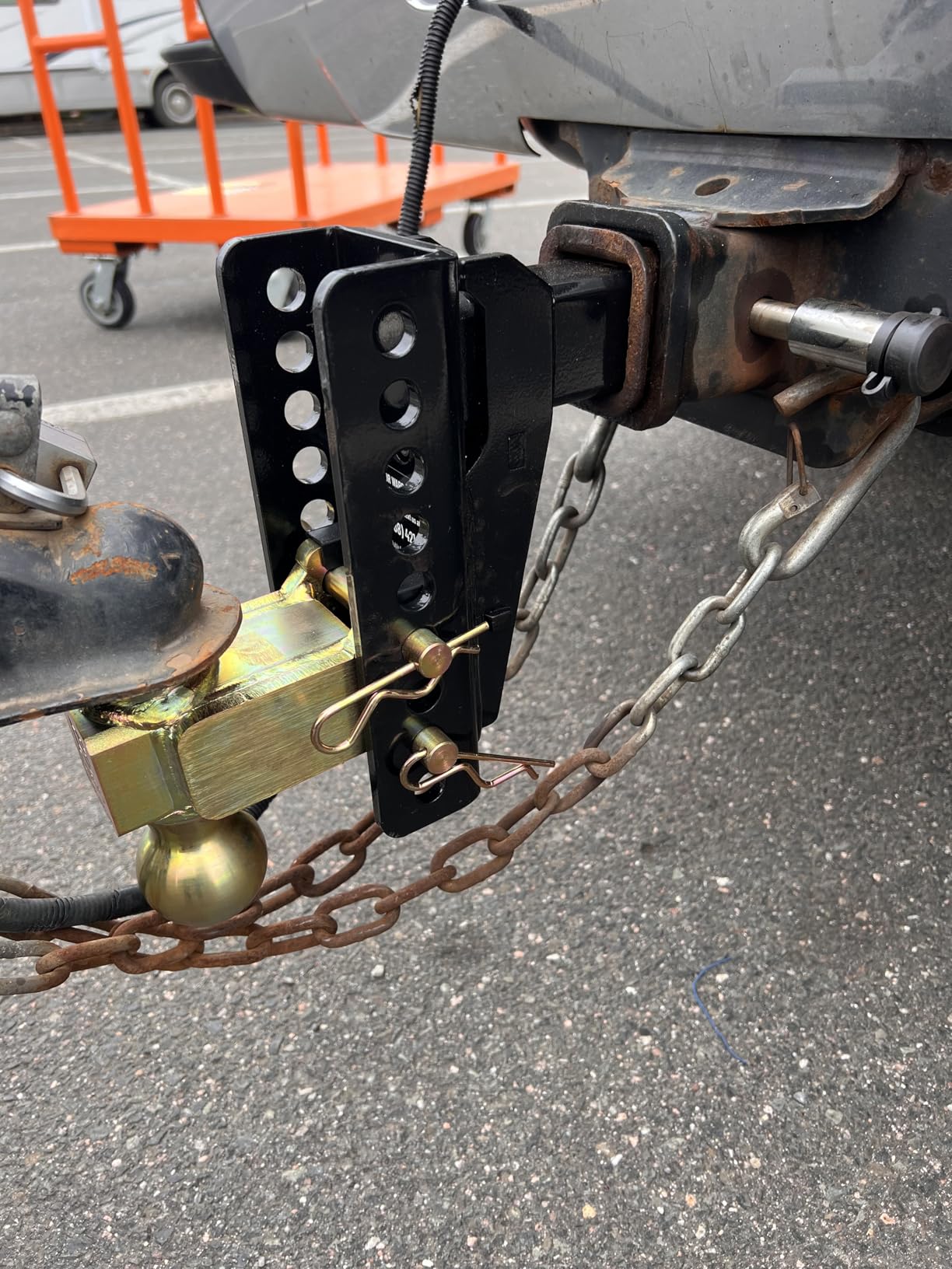 Adjustable Gooseneck Drawbar Trailer Hitch - 20,000 LBS, Fits 2 and 2-5/16 Inch Balls, US Gov Tested & Certified, Gooseneck Trailer Hitch Adapter for RV Towing, Motorcycles & Powersports customer photo 2