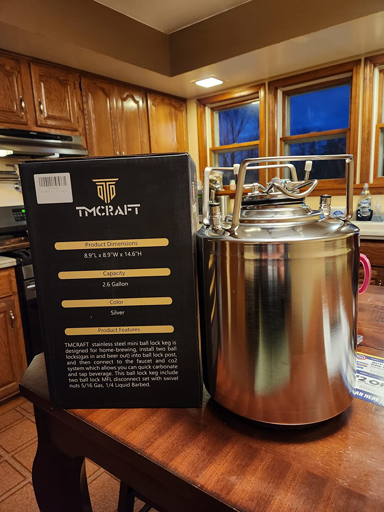 TMCRAFT 2.6 Gallon Mini Ball Lock Keg, Stainless Steel Double Ball Lock Post Corny Keg with Quick Disconnect Set for Home-brewing (10L) customer photo 1