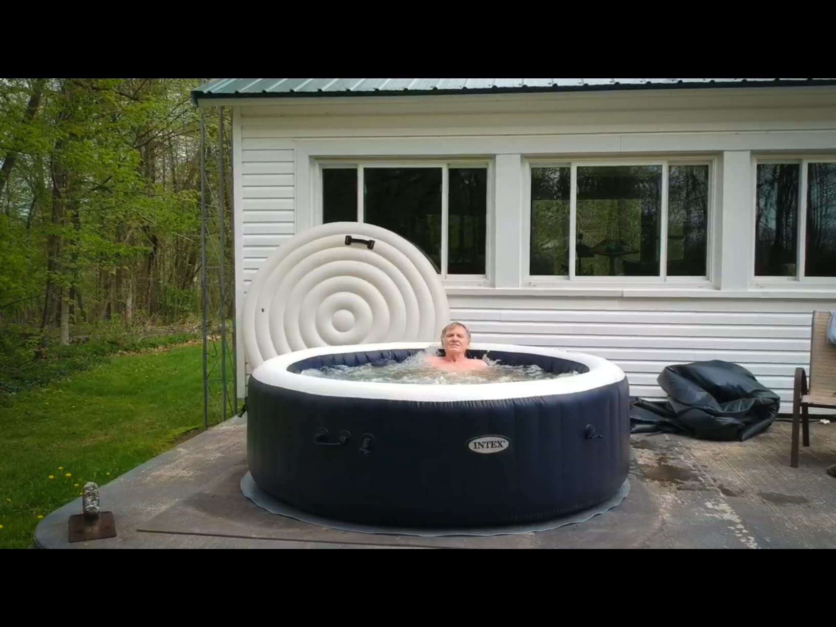 INTEX 28429EP PureSpa Plus Bubble Massage Spa Set: Inflatable Hot Tub Includes 2 Contoured Headrest, LED Light, 4 Person Capacity, 77