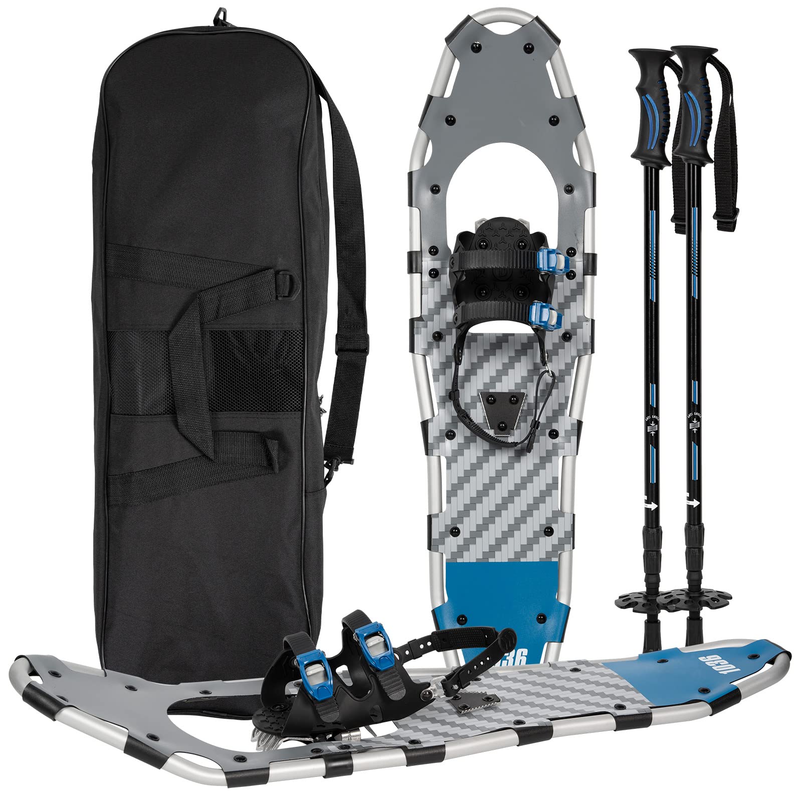 G2 30/36 Inches Light Weight Snowshoes Set with Trekking Poles, Anti-Slip Sole, Fast Ratchet Binding, for Women Men Youth (Blue/Green) customer photo 1