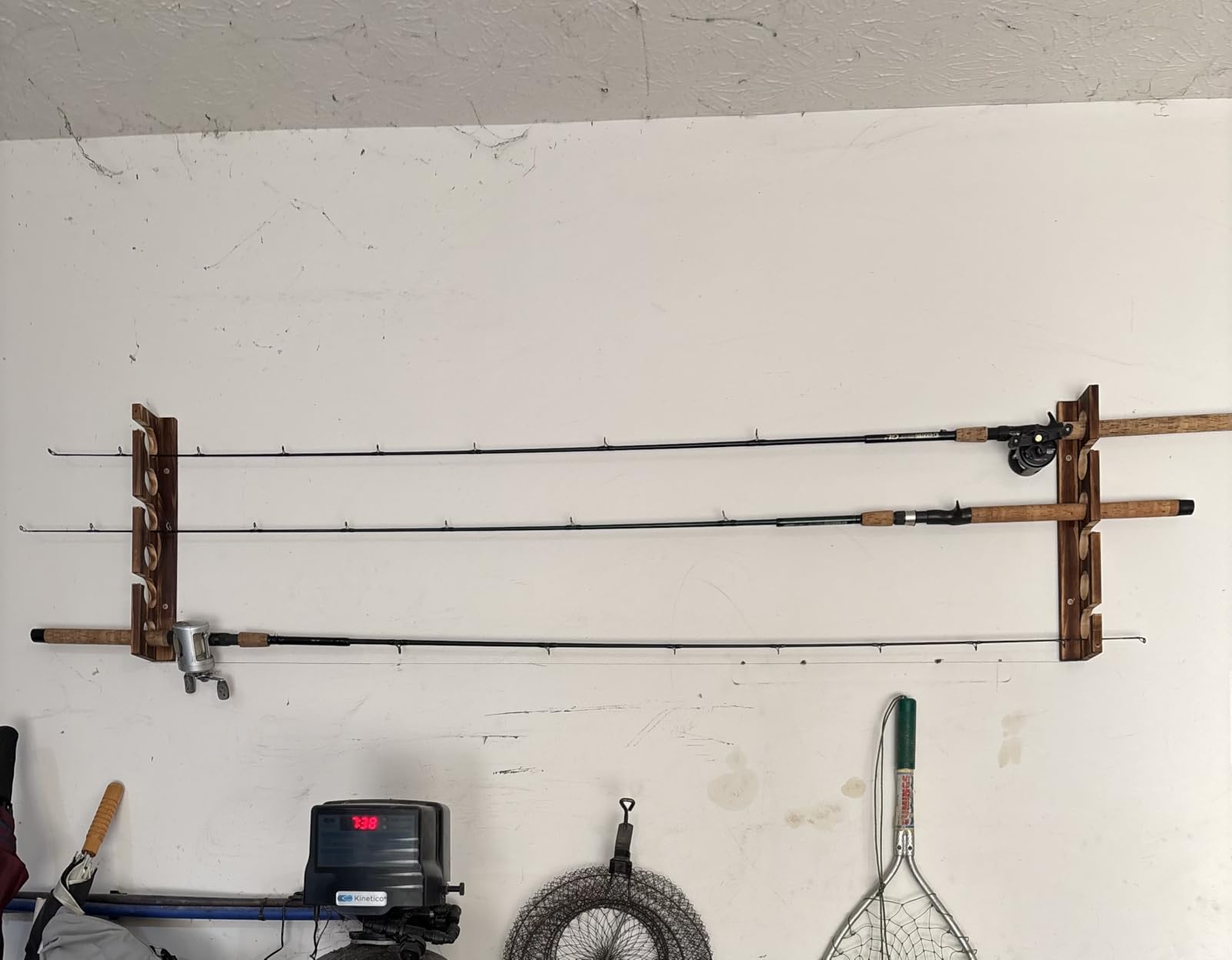 Ghosthorn Holds Up to 12 Rods Fishing Pole Rod Racks Wall or Ceiling Mounted Fishing Pole Rod Holders for Garage Storage Organizer Fishing Gear Equipment for Men Women customer photo 2