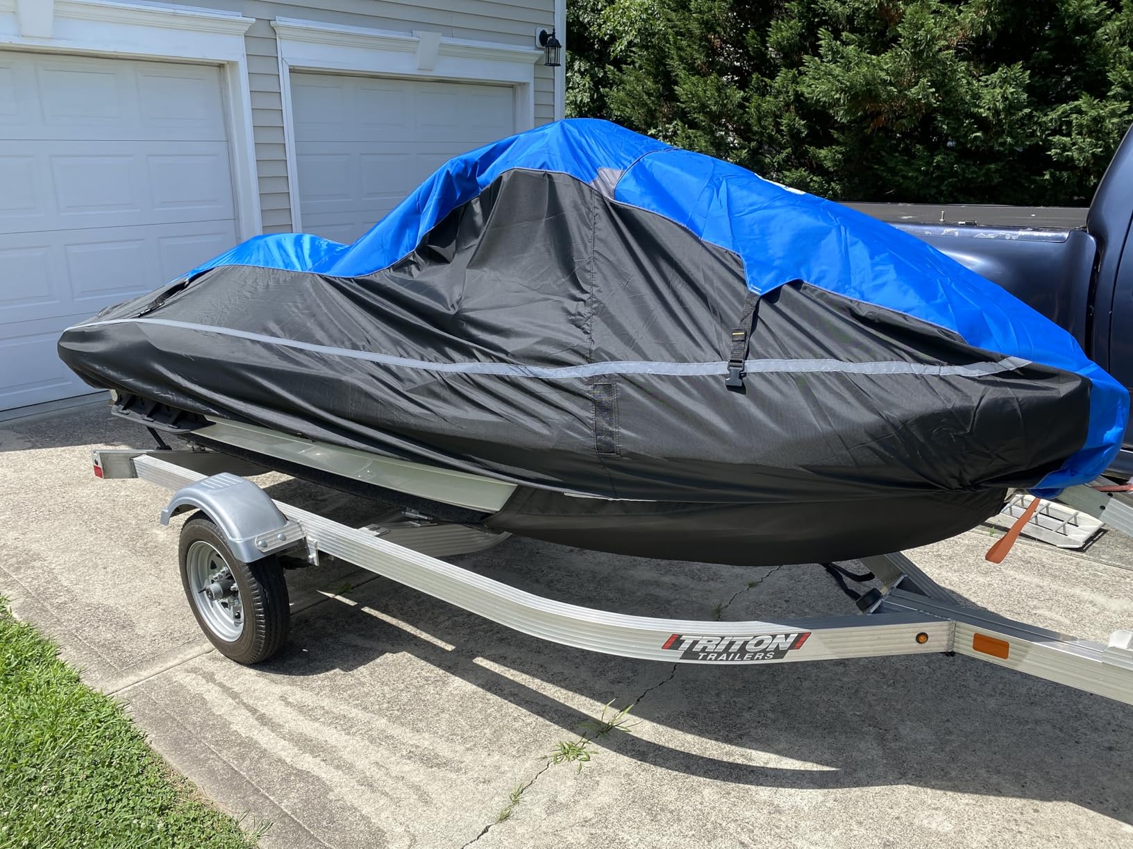 LIBZAKI Jet Ski Cover PWC Cover 2-3 Seats Heavy Duty Waterproof 600D UV Resistant Fits for Yamaha Sea-Doo Kawasaki up to 136~145